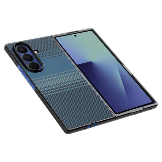 Carbon Fiber TPU Back Cover for Samsung Z Fold 7 with Checkered Printed Designs