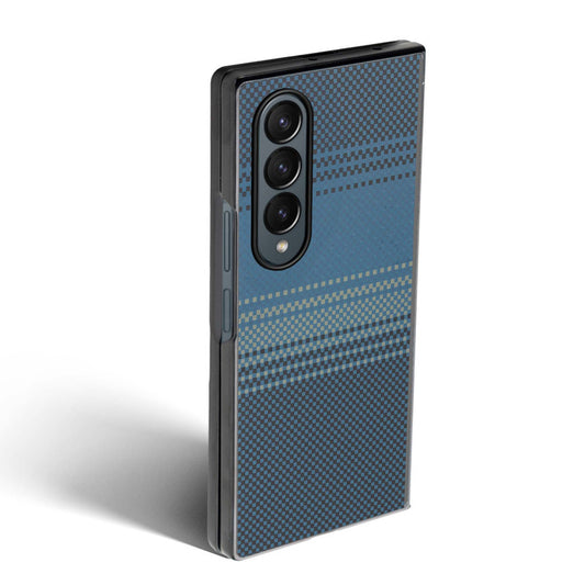 Carbon Fiber TPU Back Cover for Samsung Z Fold 4 with Checkered Printed Designs