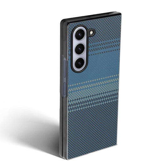 Carbon Fiber TPU Back Cover for Samsung Z Fold 5 with Checkered Printed Designs