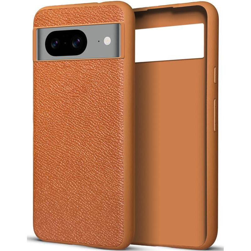 Synthetic Leather Back Cover Case for Google Pixel 8 | Shockproof Protective Cover -Walnut Brown