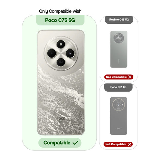 Crystal Clear Anti-Yellow Transparent Back Cover Case With Camera Ring Protection for Poco C75 5G