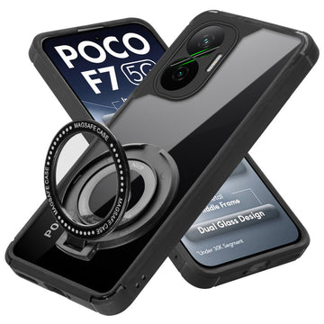 Silicone Grip Clear Case Ring Holder Kickstand For Poco F7 5G