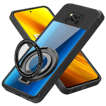 Silicone Grip Clear Case Ring Holder Kickstand For Poco X3