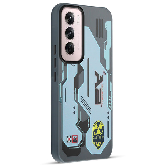 Mechanical Circuit Sector Print Hard Back Cover For Oppo Reno 12 Pro 5G