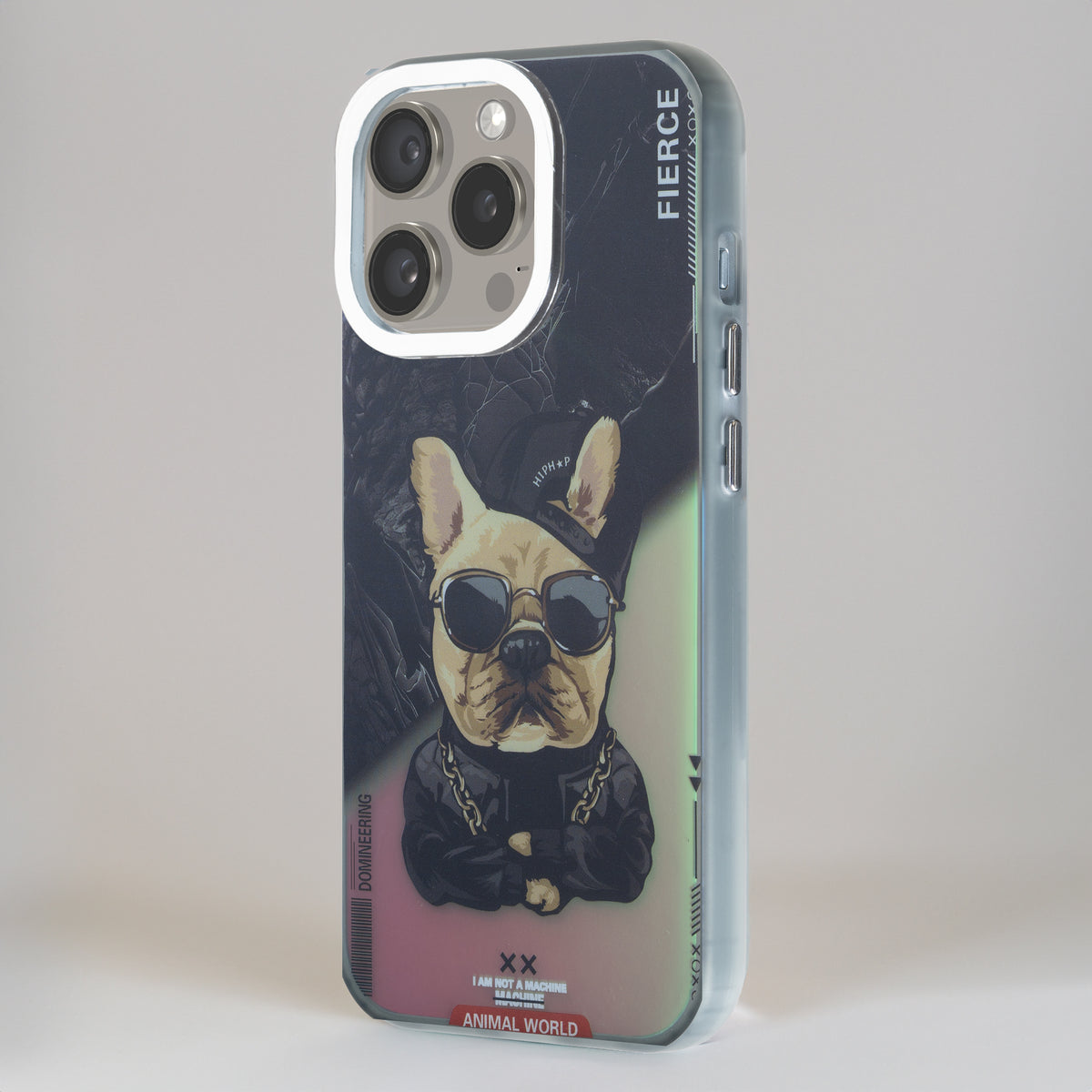 Night Glow & Shiny Hard Phone Cover with Silver Camera Ring For Apple iPhone 14 Pro