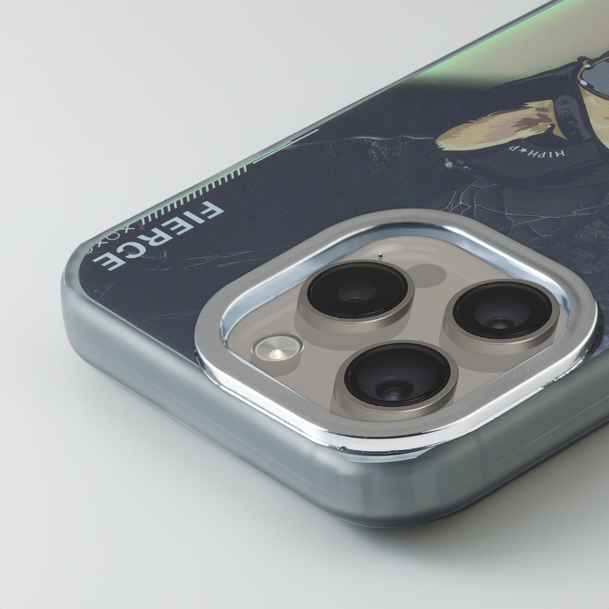Night Glow & Shiny Hard Phone Cover with Silver Camera Ring For Apple iPhone 14 Pro
