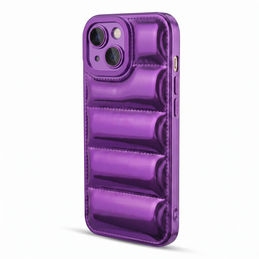 Soft Silicone 3D Puffer Pattern Back Cover for Apple iPhone 14, Shiny Shockproof Protective Case