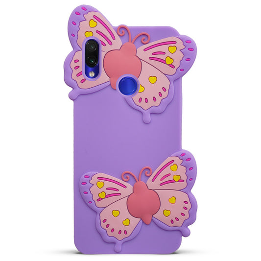 3D Vibrant Butterfly Silicone Phone Case For Redmi Note 7