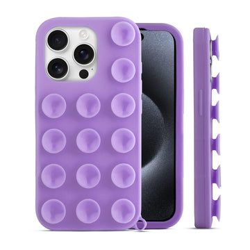 Glossy Colorful Liquid Silicone Comfort Grip Suction Case for Apple iPhone 15 Pro with Soft Touch Matte Finish & Built in Suction Pads
