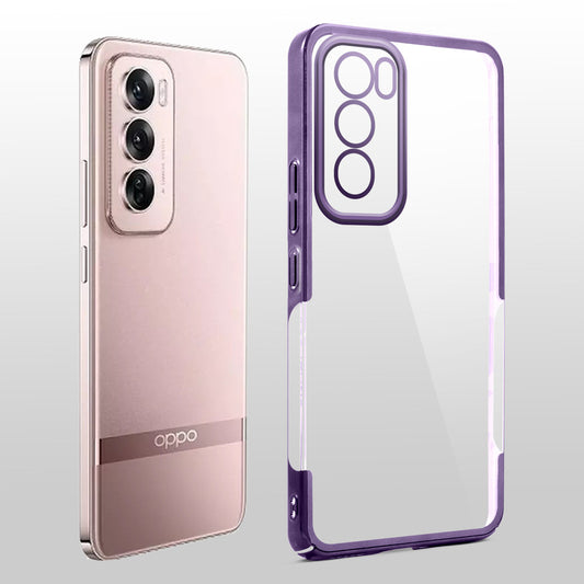 Crystal Clear Premium Case with Shiny Colorful Edges and Precise Cutouts for Oppo Reno 12 Pro 5G