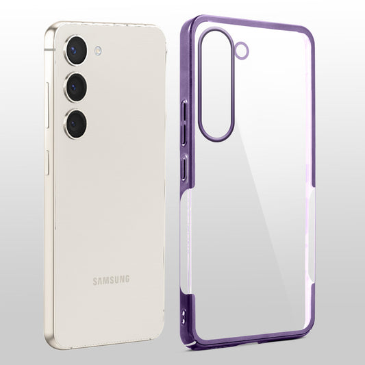 Crystal Clear Premium Case with Shiny Colorful Edges and Precise Cutouts for Samsung S23 5G