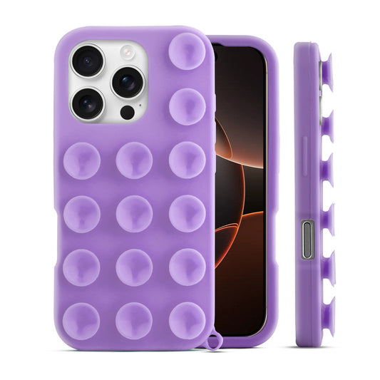 Glossy Colorful Liquid Silicone Comfort Grip Suction Case for Apple iPhone 16 Pro with Soft Touch Matte Finish & Built in Suction Pads