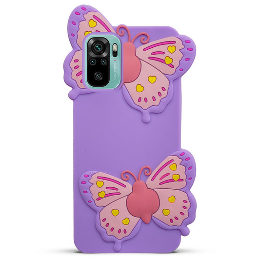 3D Vibrant Butterfly Silicone Phone Case For Redmi Note 10