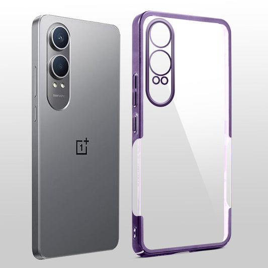 Crystal Clear Premium Case with Shiny Colorful Edges and Precise Cutouts for OnePlus Nord CE 4 Lite 5G