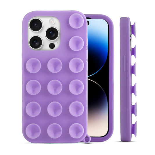 Glossy Colorful Liquid Silicone Comfort Grip Suction Case for Apple iPhone 14 Pro with Soft Touch Matte Finish & Built in Suction Pads