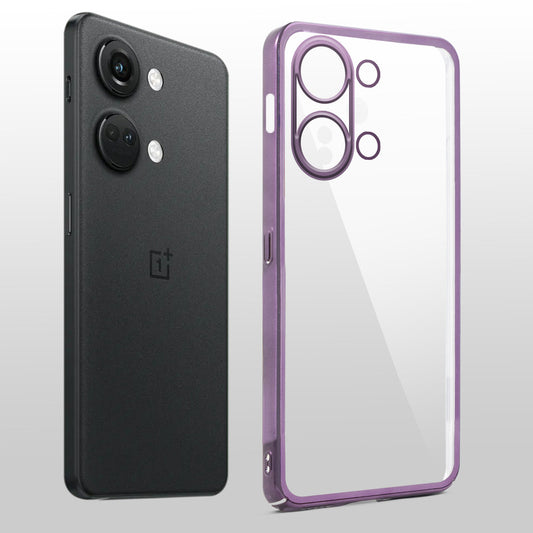 Crystal Clear Transparent Premium Shiny colorful Edges Hard Back Case For OnePlus Nord 3 5G