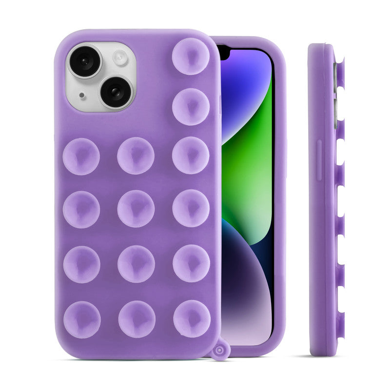 Glossy Colorful Liquid Silicone Comfort Grip Suction Case for Apple iPhone 14 Plus with Soft Touch Matte Finish & Built in Suction Pads