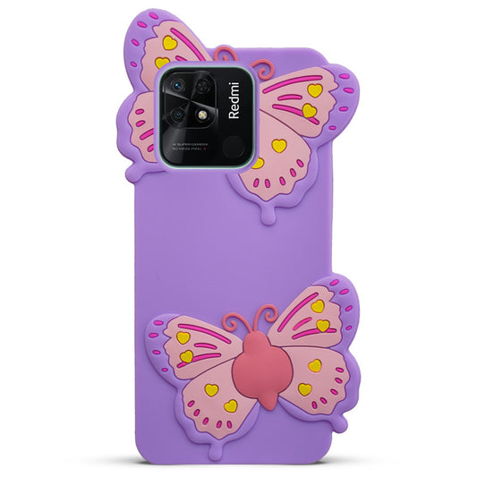 3D Vibrant Butterfly Silicone Phone Case For Redmi 10C