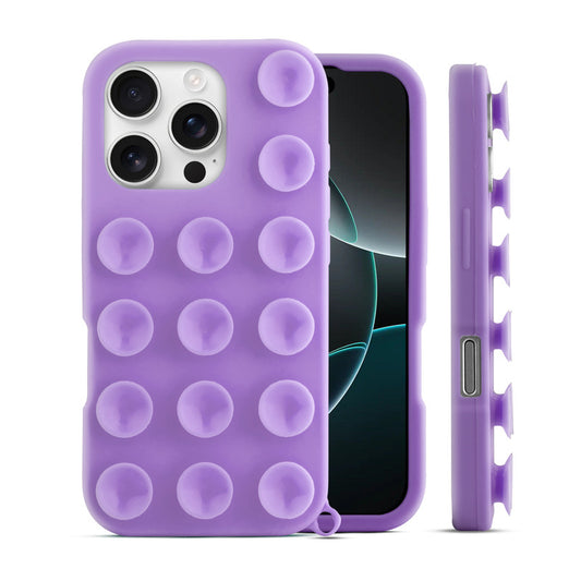 Glossy Colorful Liquid Silicone Comfort Grip Suction Case for Apple iphone 16 Pro Max with Soft Touch Matte Finish & Built in Suction Pads