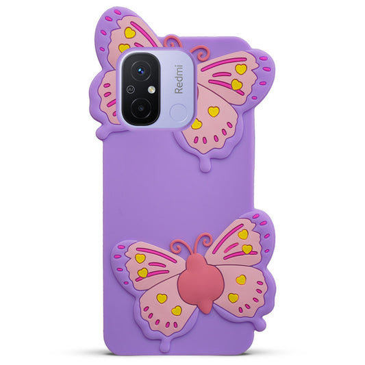 3D Vibrant Butterfly Silicone Phone Case For Redmi 12C