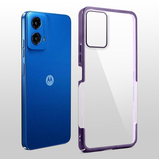 Crystal Clear Premium Case with Shiny Colorful Edges and Precise Cutouts for Motorola Moto G45 5G