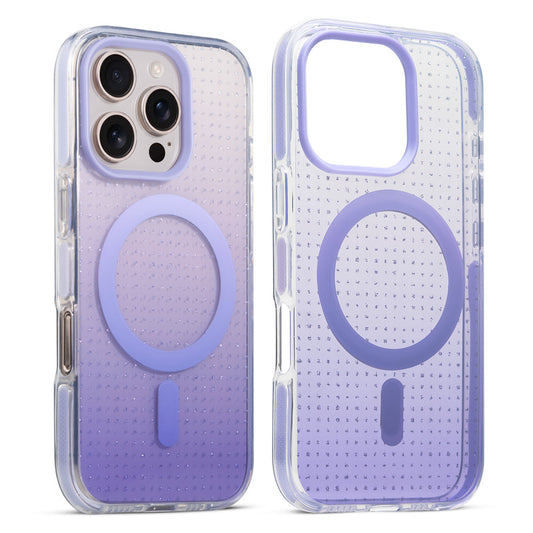 Stunning Dual Shade Starry Wireless Charging Support Hard Back Case for Apple iphone 16 Pro Max with Colourful Raised Camera Edges