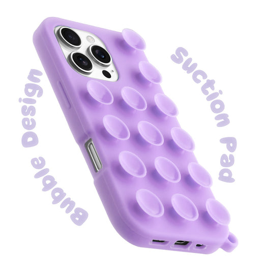 Glossy Colorful Liquid Silicone Comfort Grip Suction Case for Apple iPhone 16 Pro with Soft Touch Matte Finish & Built in Suction Pads
