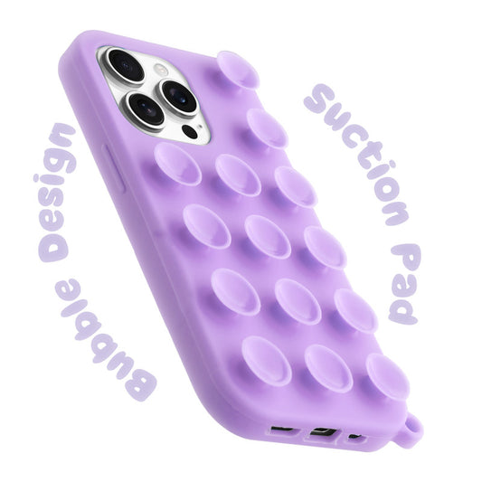 Glossy Colorful Liquid Silicone Comfort Grip Suction Case for Apple iPhone 14 Pro with Soft Touch Matte Finish & Built in Suction Pads