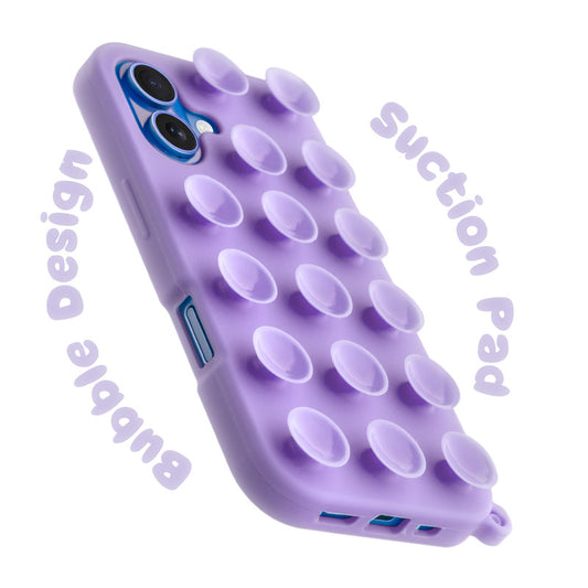 Glossy Colorful Liquid Silicone Comfort Grip Suction Case for Apple iPhone 16 with Soft Touch Matte Finish & Built in Suction Pads