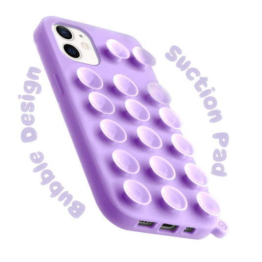 Glossy Colorful Liquid Silicone Comfort Grip Suction Case for Apple iPhone 11 with Soft Touch Matte Finish & Built in Suction Pads