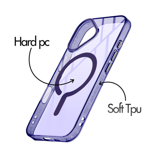 360° Airbag Protection Jelly Transparent MagSafe Compatible Back Case For Apple iPhone 16 with Metal Finish Buttons