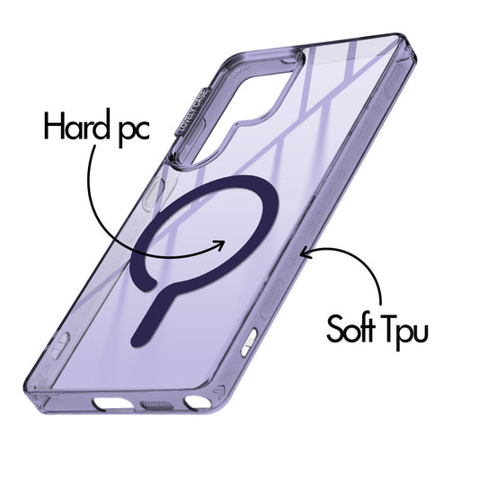 360° Air-Cushioned Protection Back Case For Samsung S23 Ultra 5G Jelly Transparent MagSafe Compatible with Metal Finish Buttons