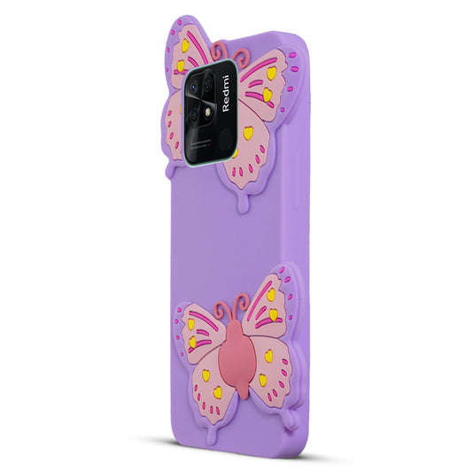 3D Vibrant Butterfly Silicone Phone Case For Redmi 10C