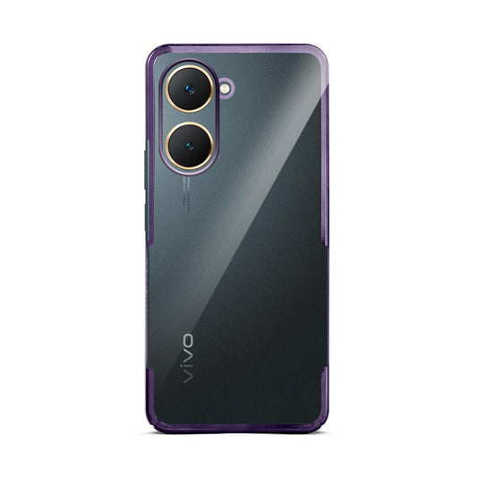 Crystal Clear Premium Case with Shiny Colorful Edges and Precise Cutouts for Vivo Y18