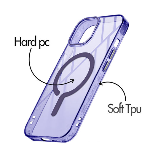 360° Airbag Protection Jelly Transparent MagSafe Compatible Back Case For Apple iPhone 15 with Metal Finish Buttons