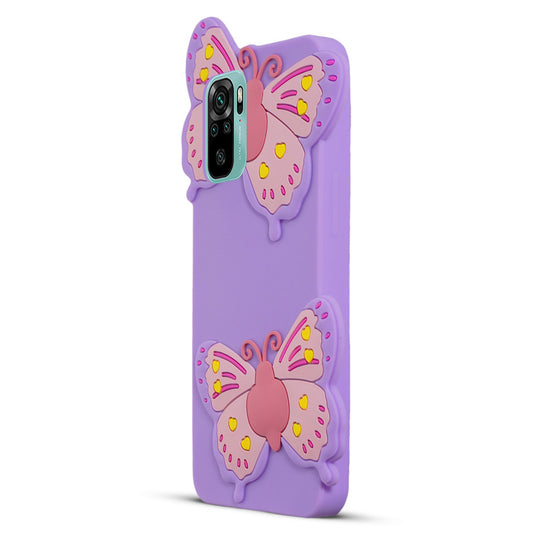 3D Vibrant Butterfly Silicone Phone Case For Redmi Note 10