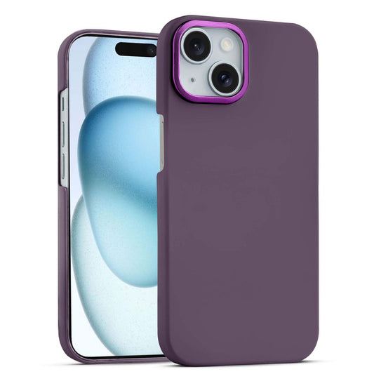 Stone Like Matte Finish Back Case for Apple iPhone 15 , Detachable Camera Ring