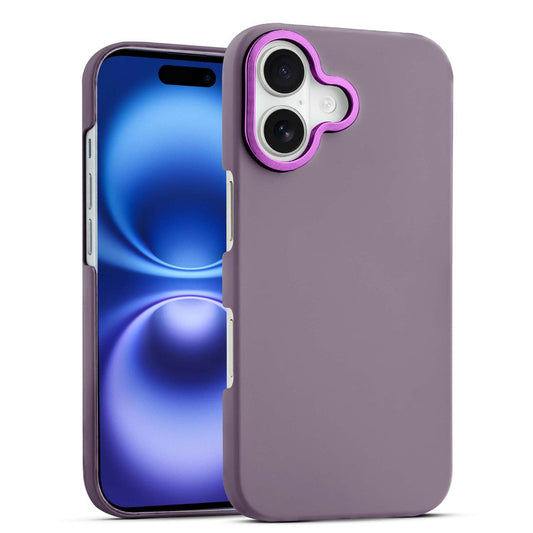 Stone Like Matte Finish Back Case for Apple iPhone 16 , Detachable Camera Ring