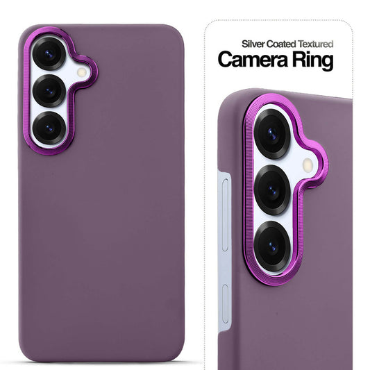 Stone Like Matte Finish Back Case for Samsung S25 5G , Detachable Camera Ring