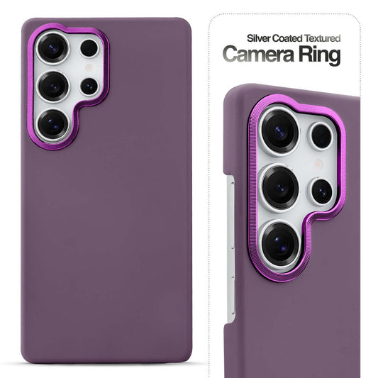 Stone Like Matte Finish Back Case for Samsung S24 Ultra 5G , Detachable Camera Ring