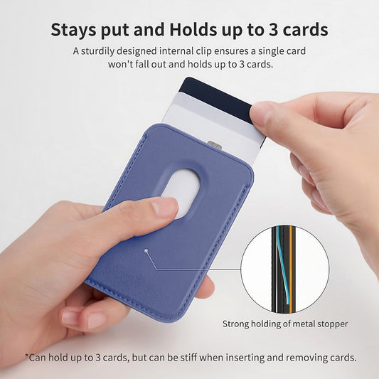 Magnetic Card Leather Wallet Holder Designed for Wireless Charging Support Compatible with Back Case