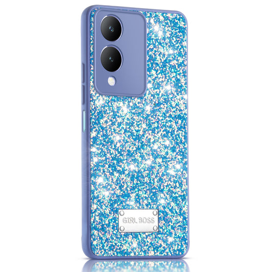 Sparkling Glitter Sequin Case with Camera Shield Back Cover For Vivo Y17s