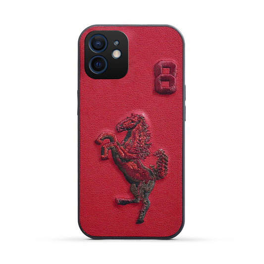 Premium Leather with Exquisite Embroidery for Apple iPhone 12