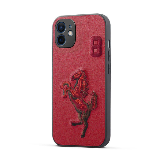 Premium Leather with Exquisite Embroidery for Apple iPhone 12