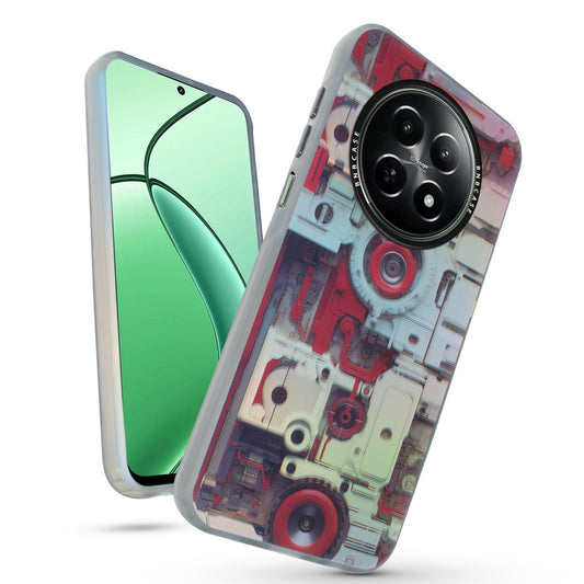 Futuristic Rainbow Effect Circuit Print Hard Back Cover For Realme 12X 5G