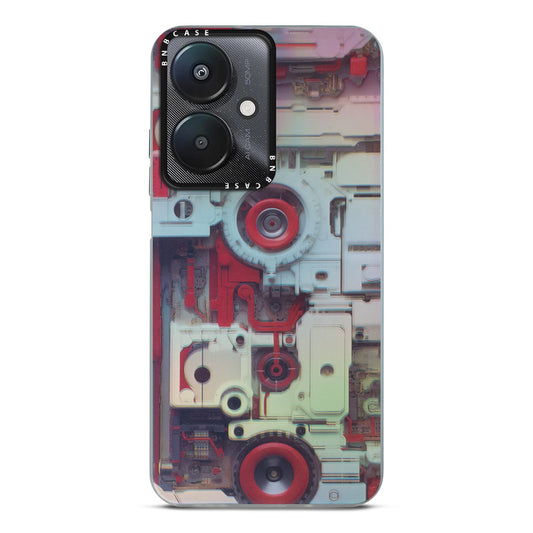 Futuristic Rainbow Effect Circuit Print Hard Back Cover For Redmi 13C 5G