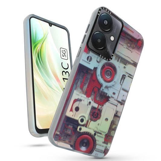 Futuristic Rainbow Effect Circuit Print Hard Back Cover For Redmi 13C 5G