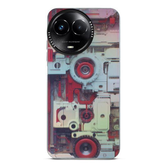 Futuristic Rainbow Effect Circuit Print Hard Back Cover For Realme C67 5G