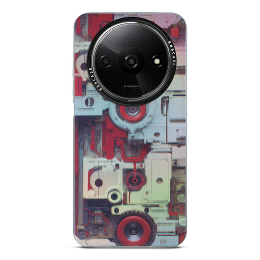 Futuristic Rainbow Effect Circuit Print Hard Back Cover For Redmi A3 2024