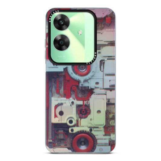Futuristic Rainbow Effect Circuit Print Hard Back Cover For Realme C61